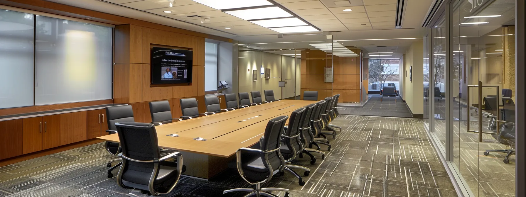 a solemn yet focused office setting features a diverse group of individuals engaged in a serious discussion around a conference table, emphasizing the complexities of child custody and support arrangements, with legal documents and resources prominently displayed.